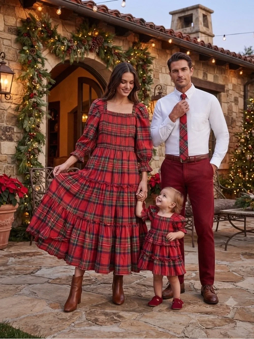 Ivy City Co Family Matching Red & Green Plaid Women’s, Men’s & Baby Outfit